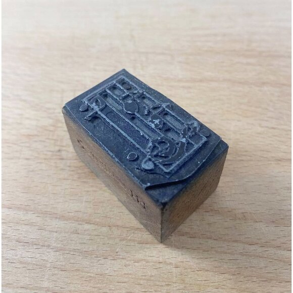 Antique Music Note Wood & Metal Printing Block Stamp Shadow Box Primitive - Picture 3 of 5